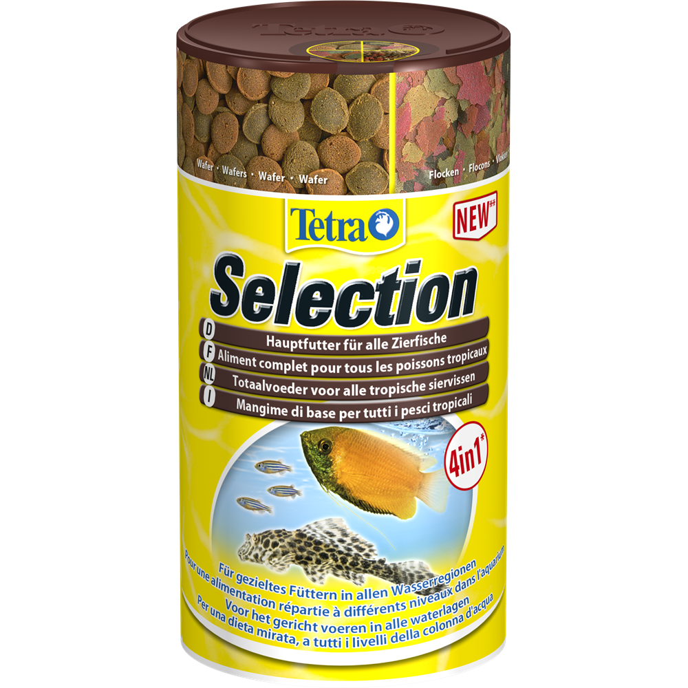 Tetra Selection Основной корм для рыб, хлопья, чипсы, гранулы, вэйфер микс