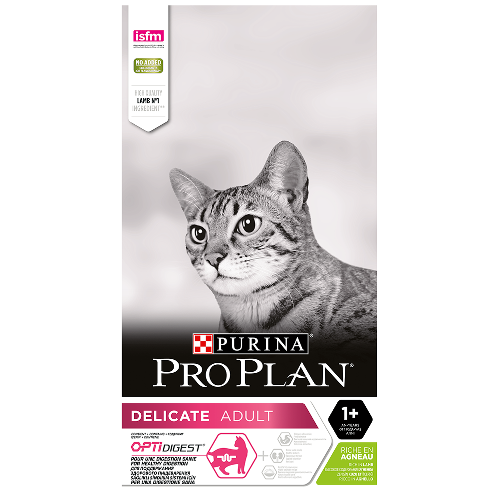 Pro Plan Delicate Optidigest Корм для взрослых кошек с чувствительным пищеварением, с ягненком