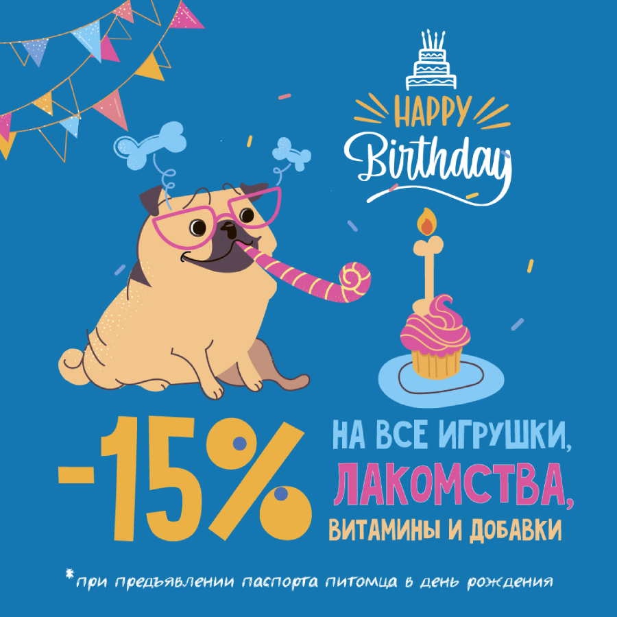 Скидка 15% в День рождения питомца акции в Сети Доктор Вет