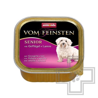 Vom Feinsten Консервы для взрослых собак старше 7 лет Паштет с домашней птицей и ягнёнком
