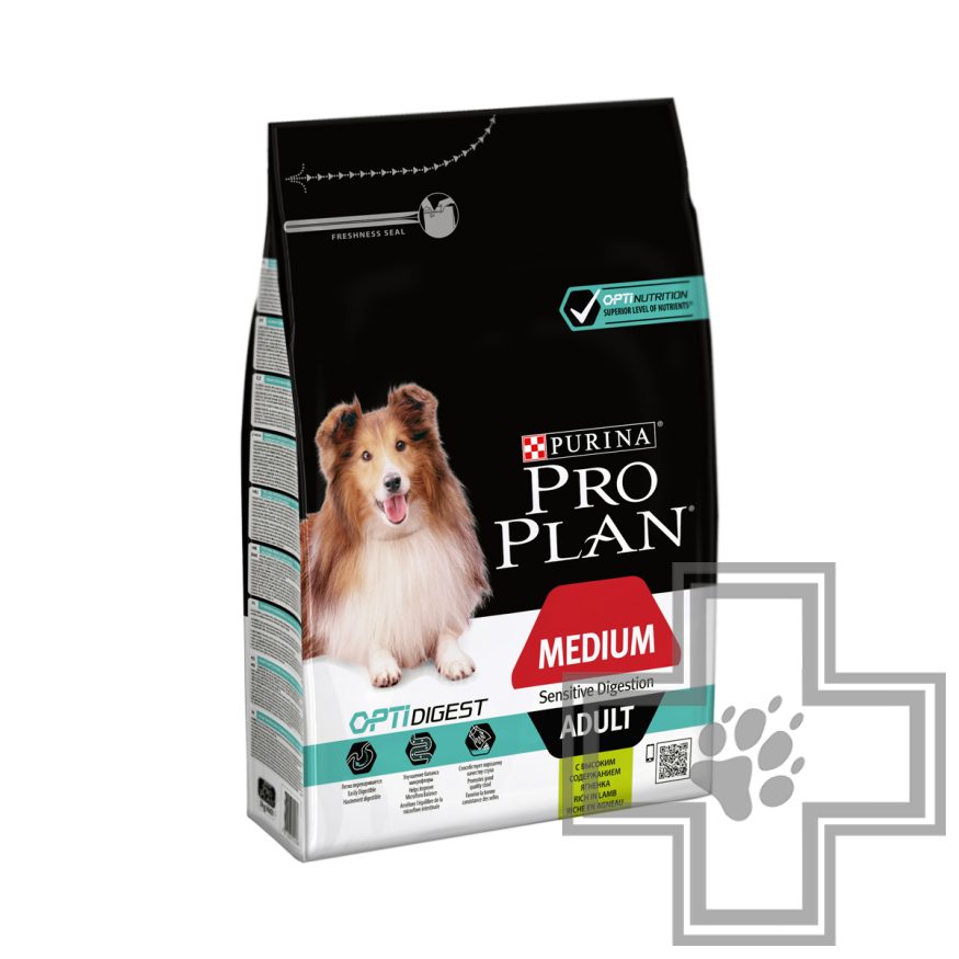 Pro Plan Optidigest Корм для взрослых собак средних пород с чувствительным пищеварением, с ягненком