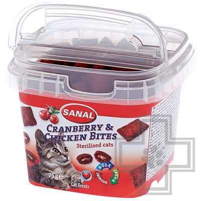 SANAL Cranberry & Chicken Bites Подушечки с клюквой и курицей для кошек