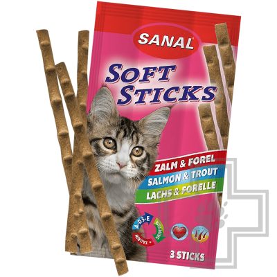SANAL Soft Sticks Salmon & Trout Палочки для кошек с лососем и форелью (цена за 1 упаковку)