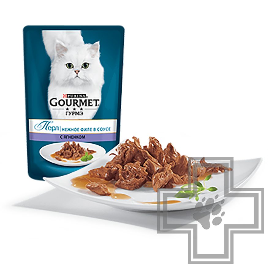 Gourmet Perle Пресервы для взрослых кошек, с ягненком в соусе