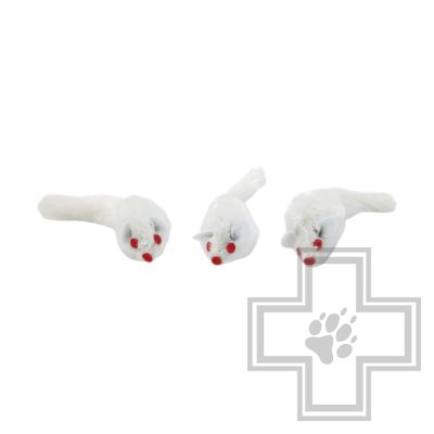 Beeztees Мышь плюшевая с коротким ворсом для кошек, белая (цена за упаковку)