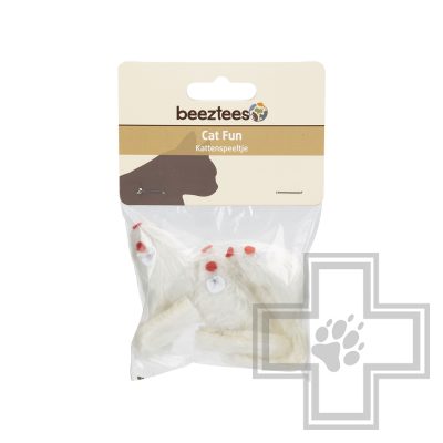 Beeztees Мышь плюшевая с коротким ворсом для кошек, белая (цена за упаковку)