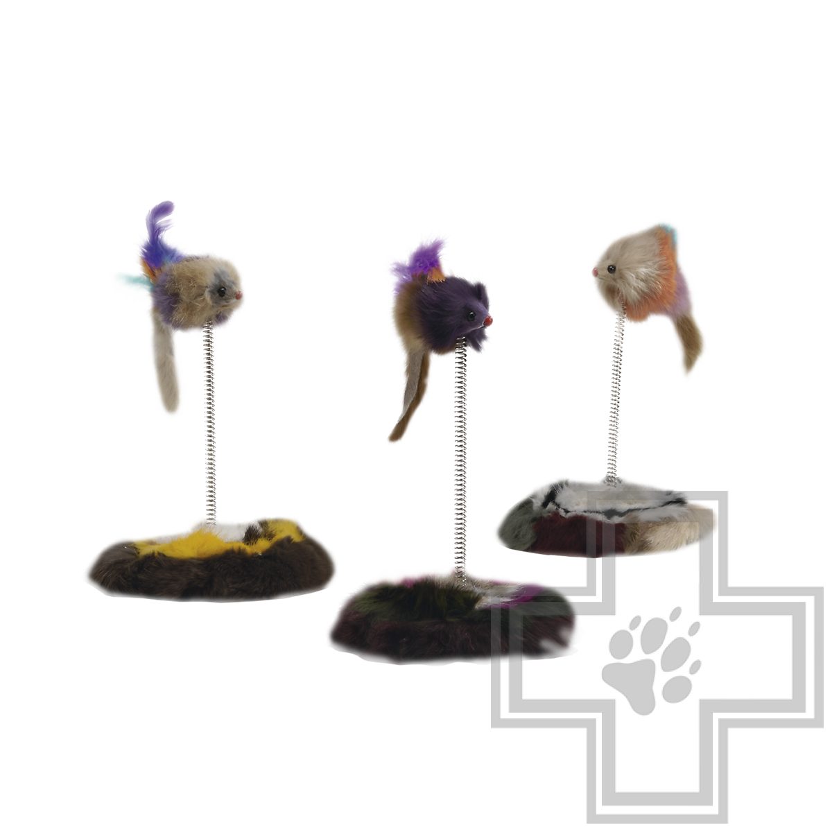 Beeztees Игрушка Плюшевая мышь на пружине для кошек (цена за 1 игрушку)