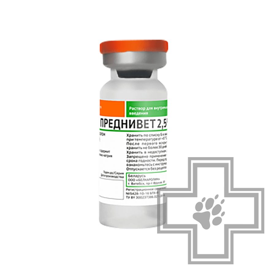 Преднивет 2,5% Инъекционный препарат (цена за 1 флакон) Преднивет 2,5% Инъекционный препарат (цена за 1 флакон)