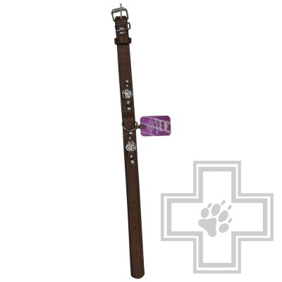 Humpo Ошейник кожаный Люкс с украшением, 25 мм