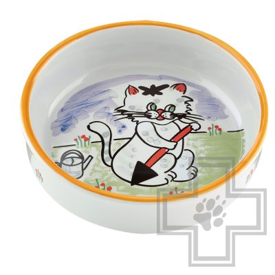 Beeztees Миска фарфоровая с изображением кошки, 14 см