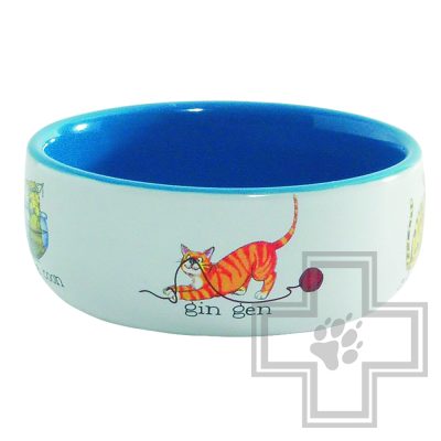 Beeztees Миска фарфоровая Играющие кошки, 11,5 см