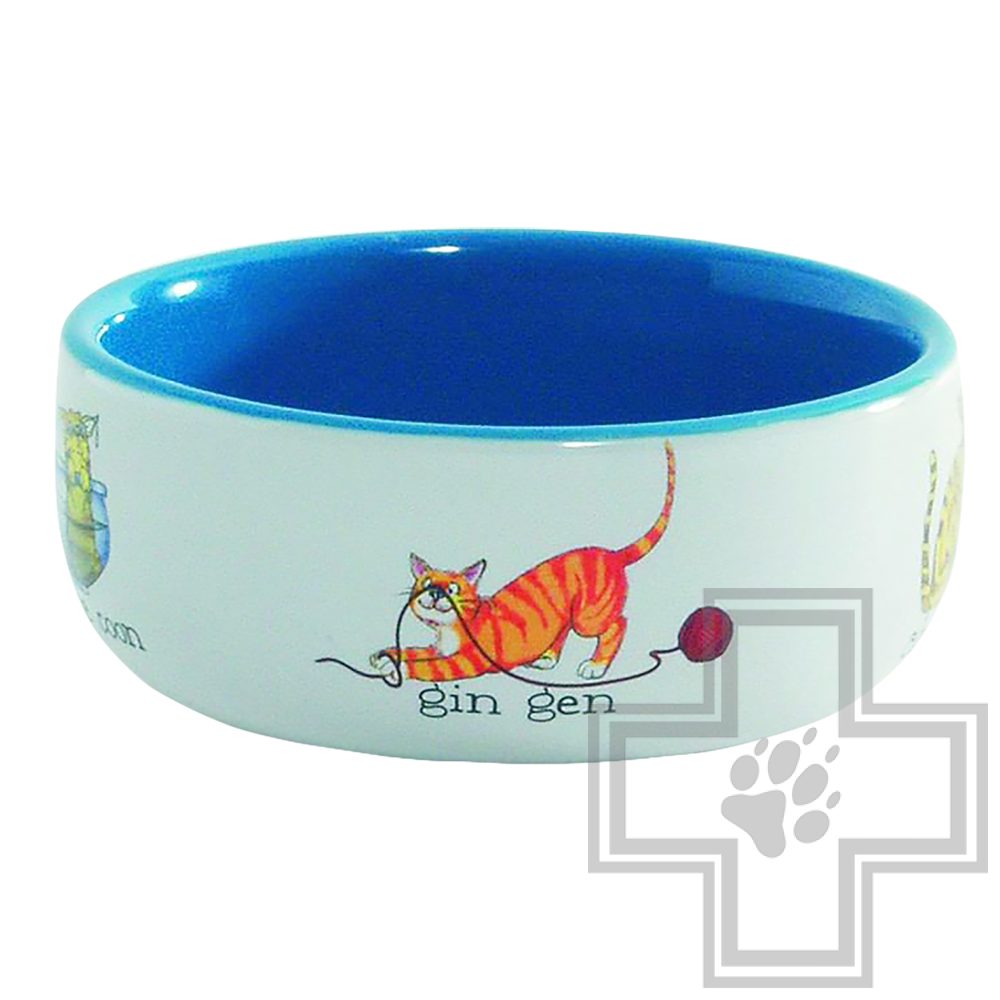 Beeztees Миска фарфоровая Играющие кошки, 11,5 см