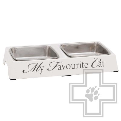 Beeztees My Favourite Cat Набор мисок меламиновый, белый