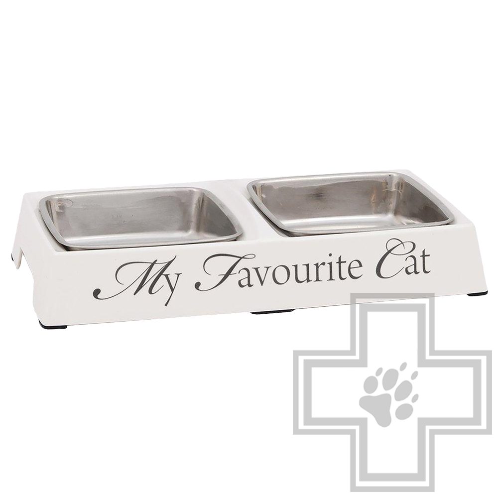 Beeztees My Favourite Cat Набор мисок меламиновый, белый
