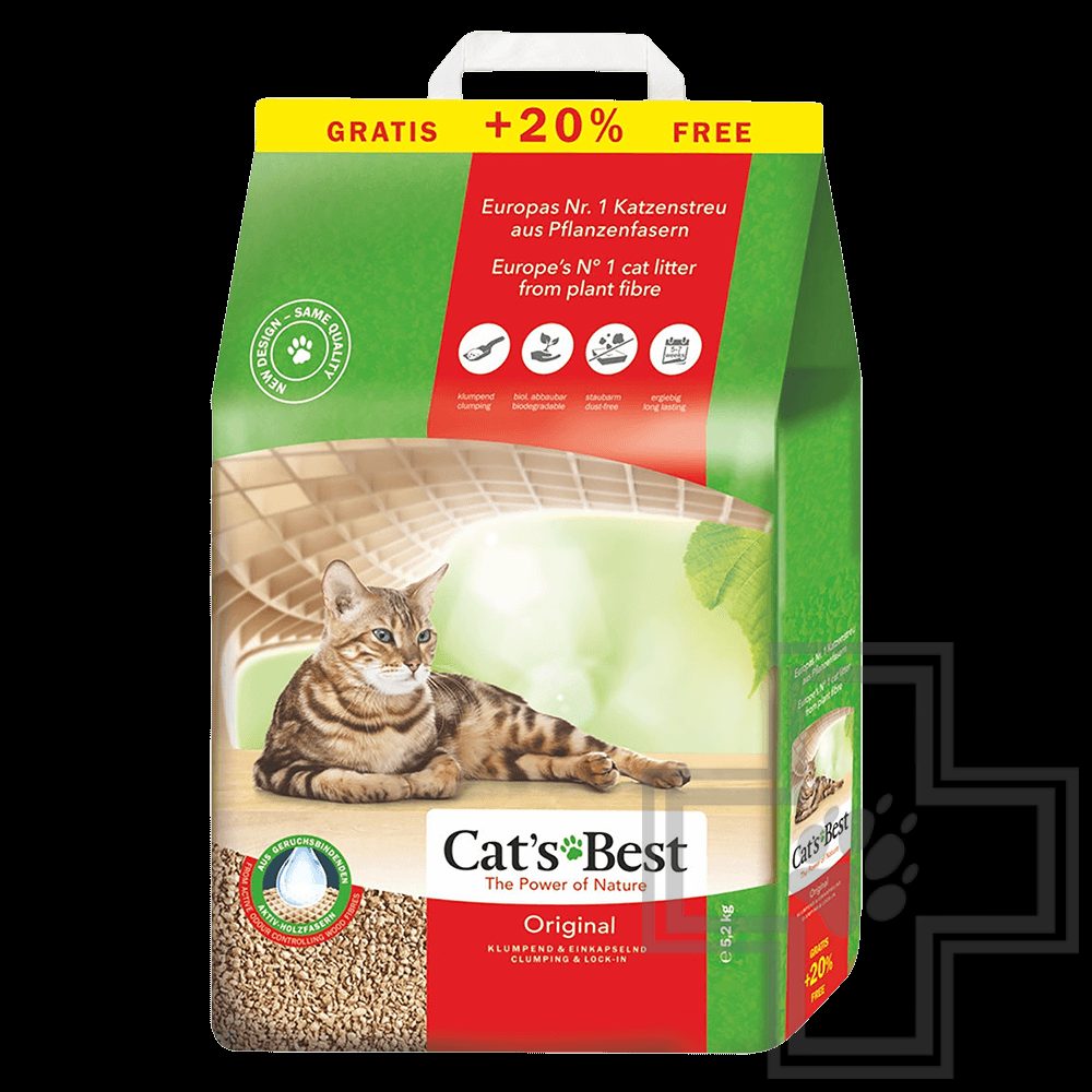 Cat's Best Original Наполнитель древесный комкующийся 10 л + 2 л