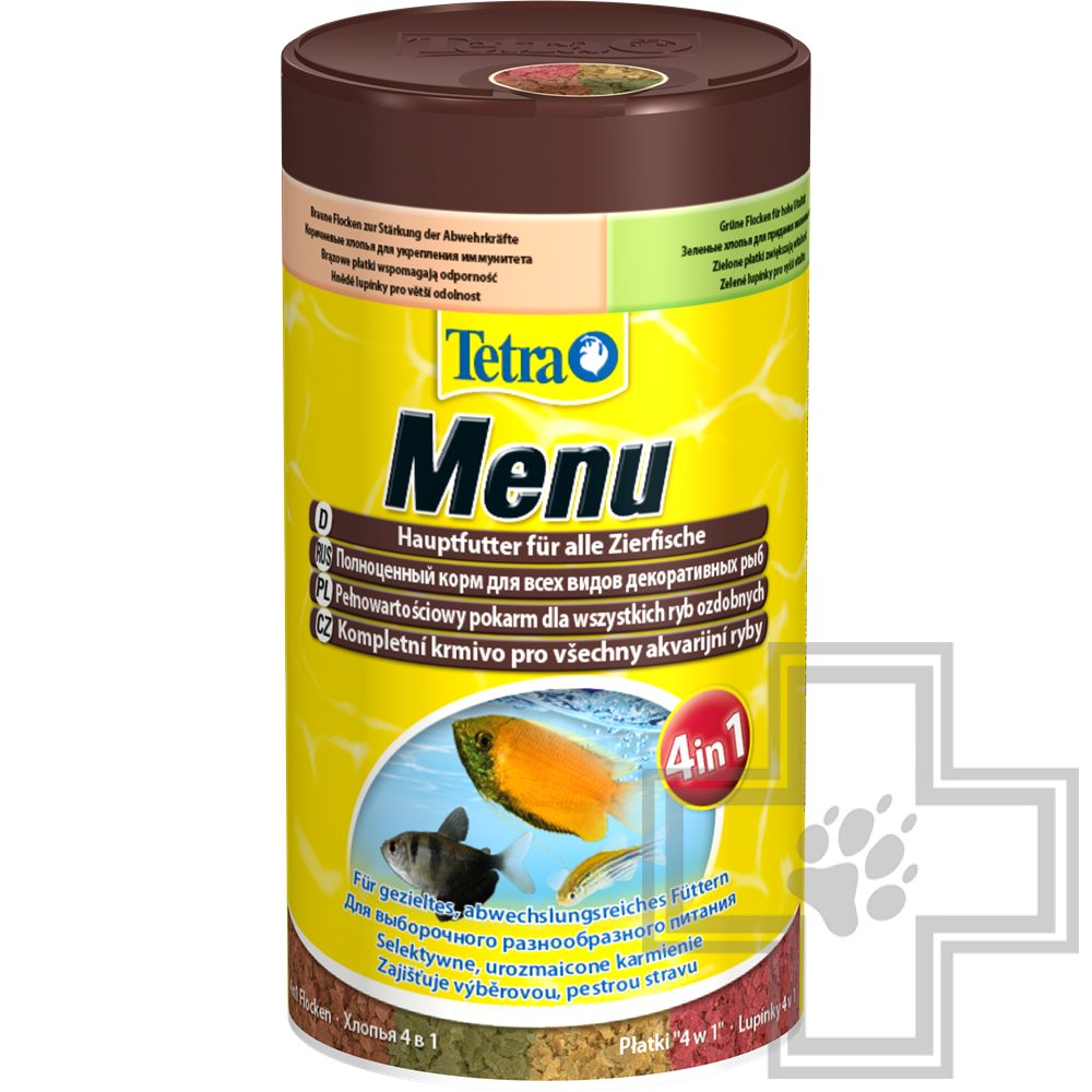 Tetra Menu для всех видов декоративных рыб, 4 вида хлопьев