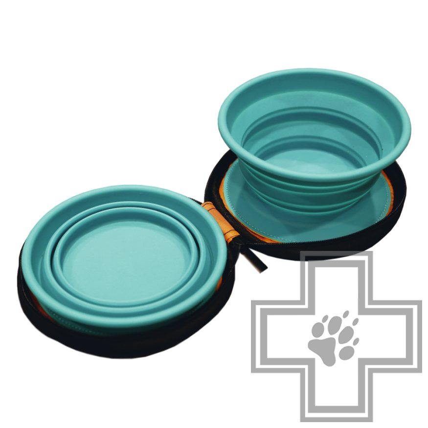 Beeztees Eesy Дорожный набор силиконовых мисок для собак, зеленый, размер M