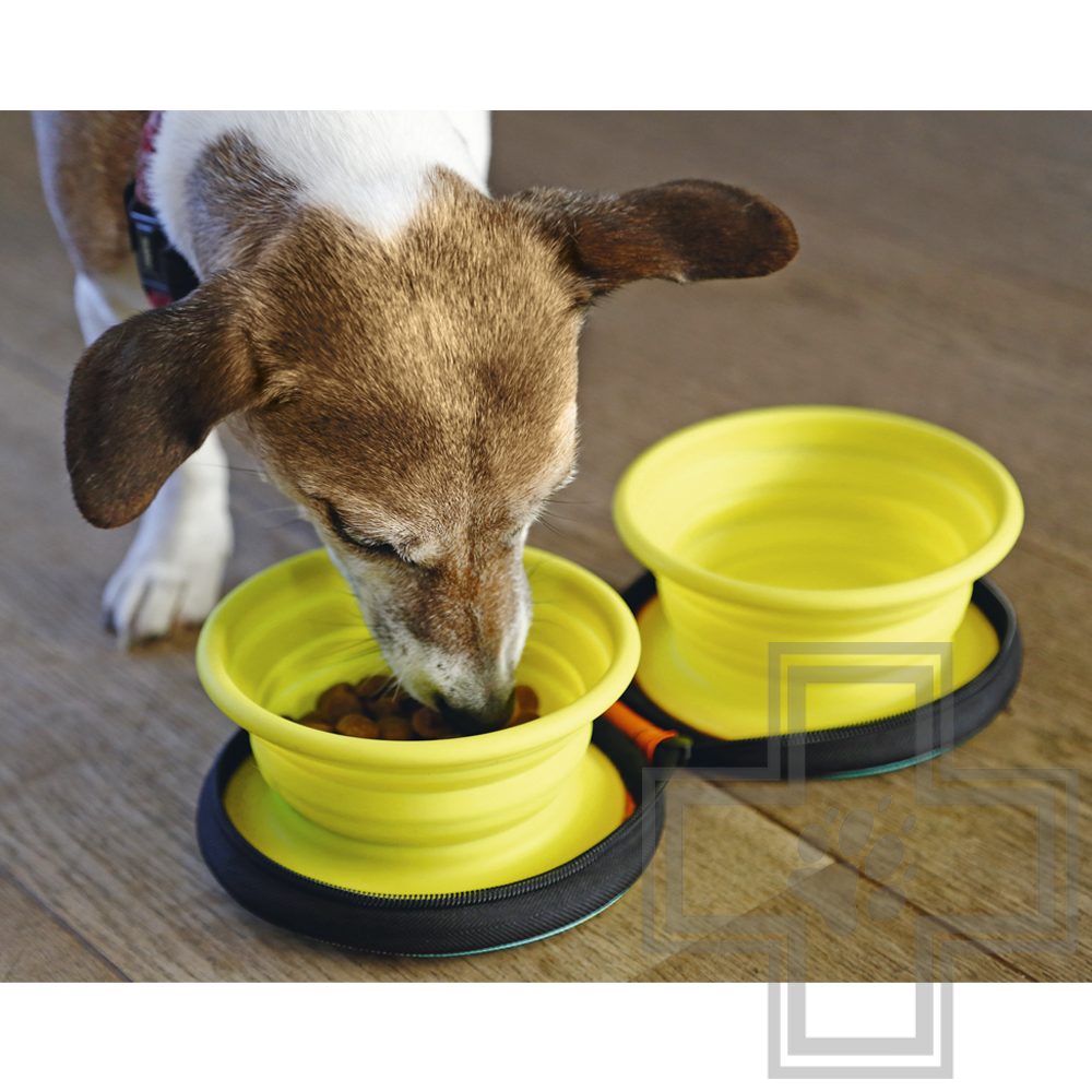 Beeztees Eesy Дорожный набор силиконовых мисок для собак, желтый, размер S