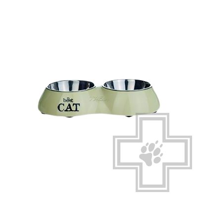 Beeztees Best Cat Миска для кошек двойная 15 см, бежевая