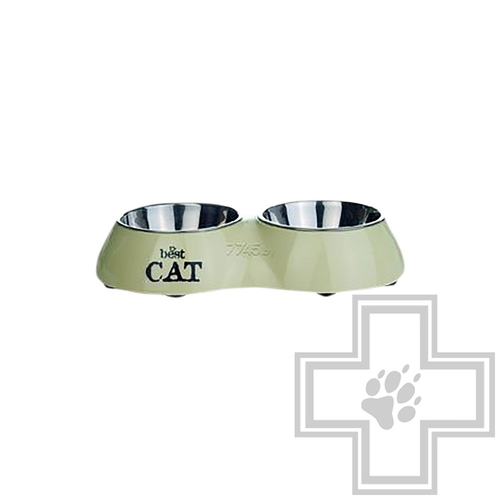 Beeztees Best Cat Миска для кошек двойная 15 см, бежевая