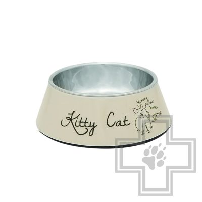 Beeztees Kitty Cat Миска стальная, бежевая