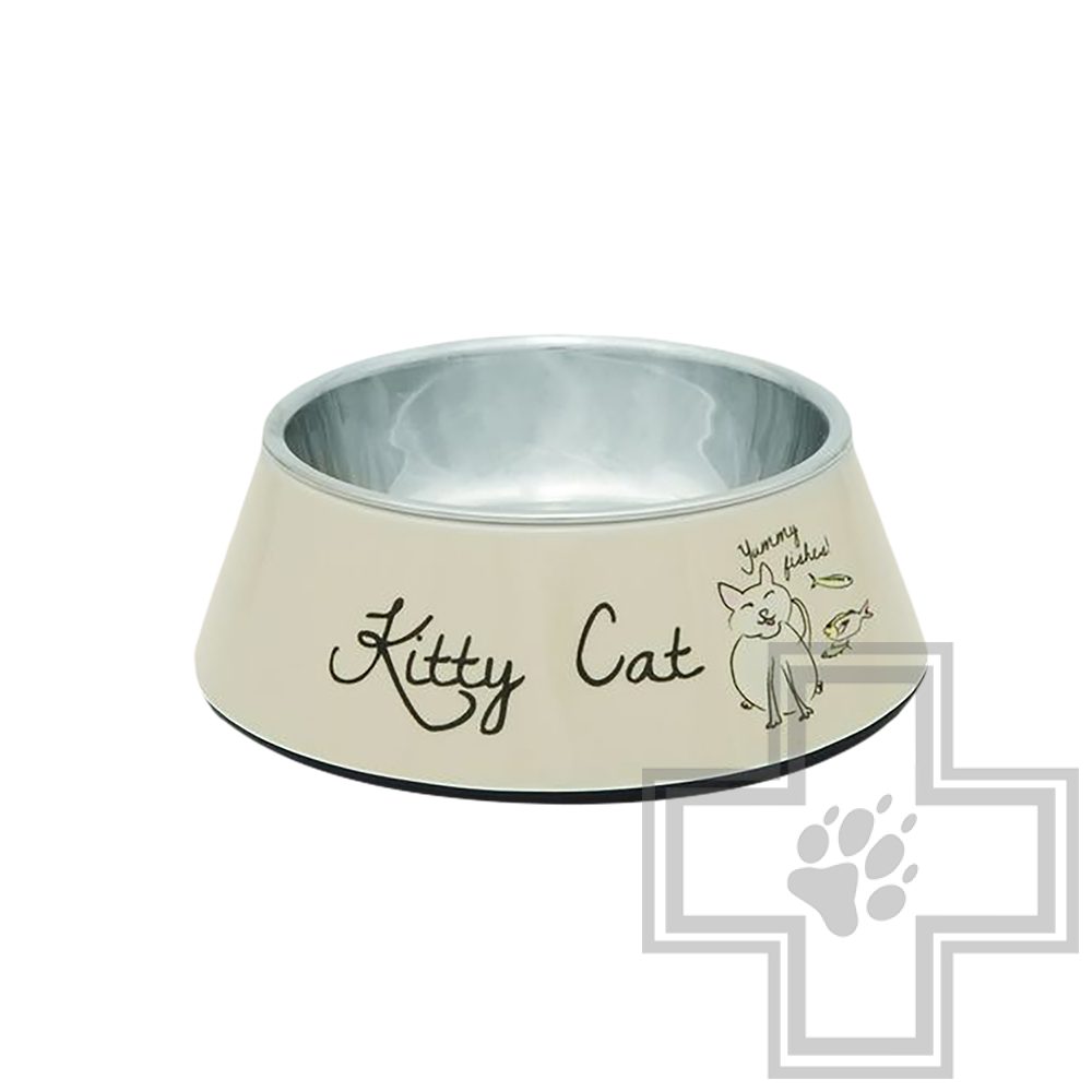 Beeztees Kitty Cat Миска стальная, бежевая