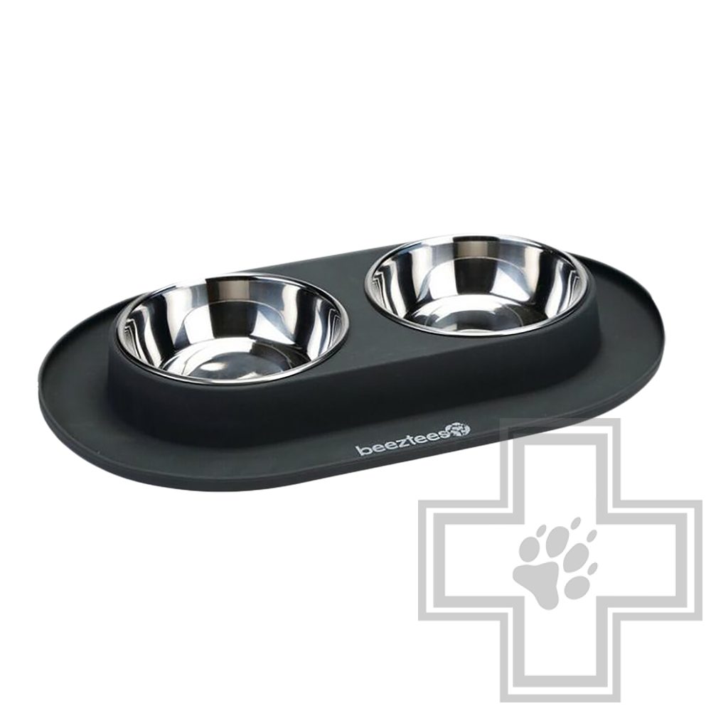 Beeztees Набор мисок в силиконовой подставке, серый