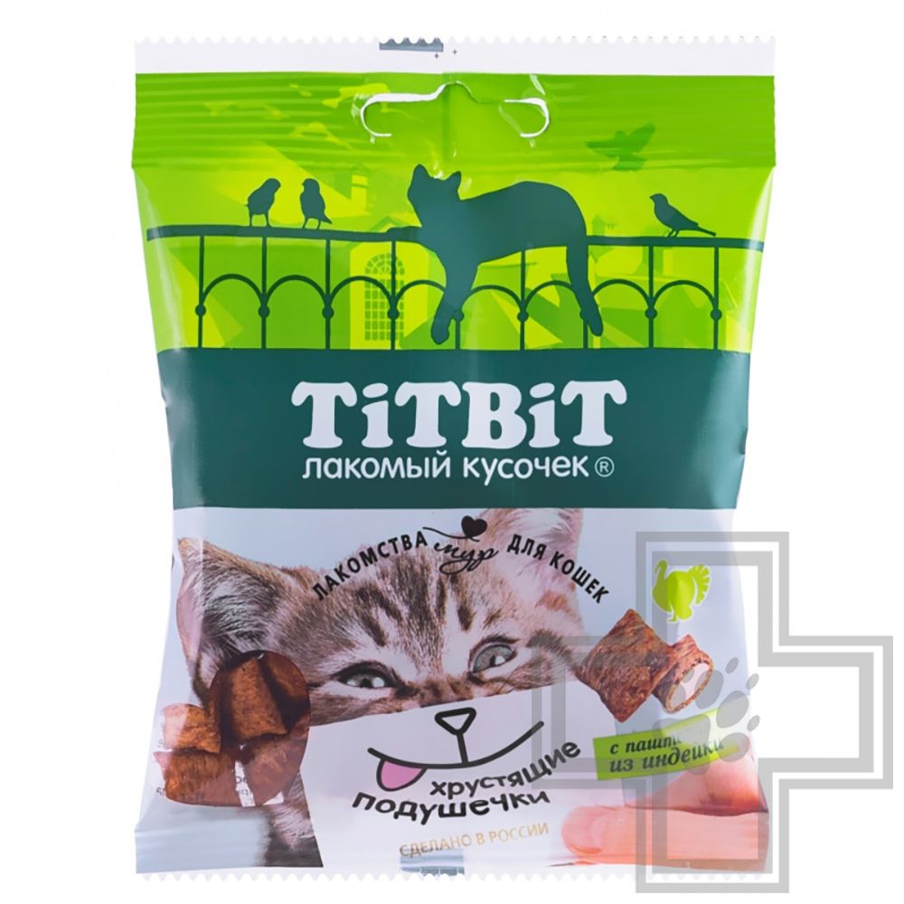 TiTBiT Хрустящие подушечки для кошек с паштетом из индейки