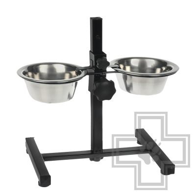 Beeztees Стойка с двумя мисками для собак, черная