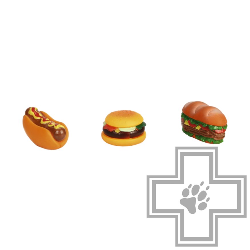 Beeztees Игрушка для собак "Сэндвич, гамбургер, хот-дог" (цена за 1 игрушку)