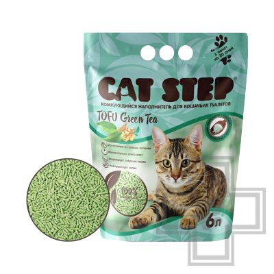 Cat Step Tofu Green Tea Наполнитель соевый комкующийся