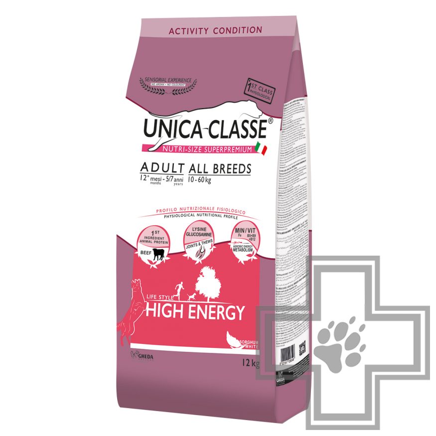 Unica Classe Adult All Breeds High Energy Корм для собак средних и крупных пород с говядиной