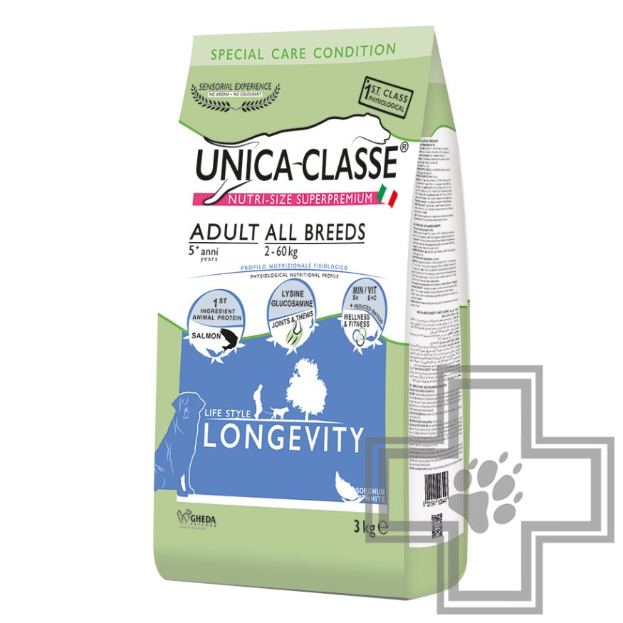 Unica Classe Adult All Breeds Longevity Корм для пожилых собак всех пород с лососем