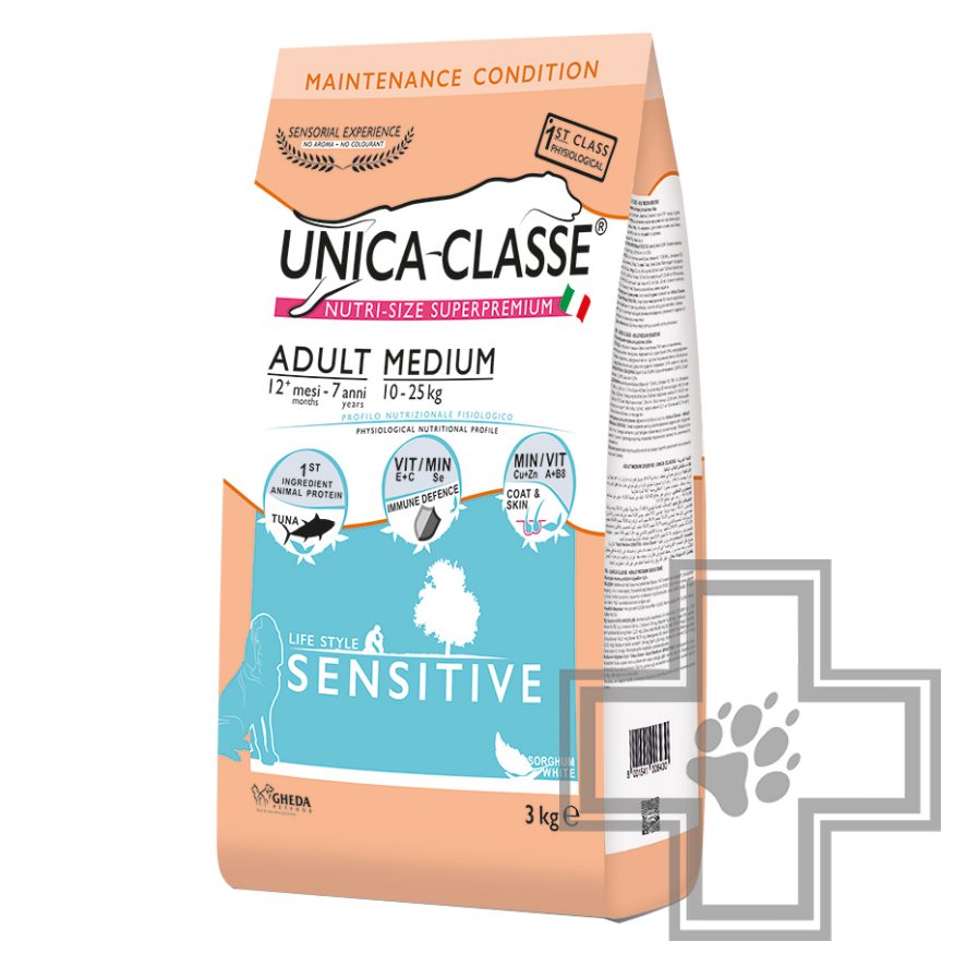 Unica Classe Adult Medium Sensitive Корм для взрослых собак средних пород с тунцом