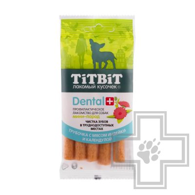 TiTBiT ДЕНТАЛ+ Трубочка с мясом индейки для собак мини-пород