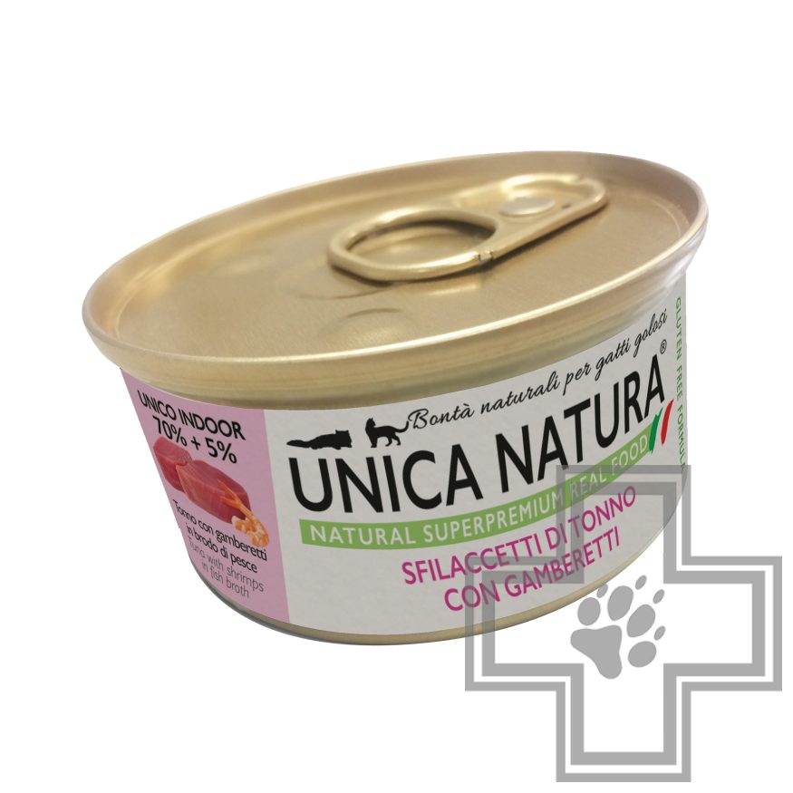 Unica Natura Консерва для кошек, с тунцом и креветками