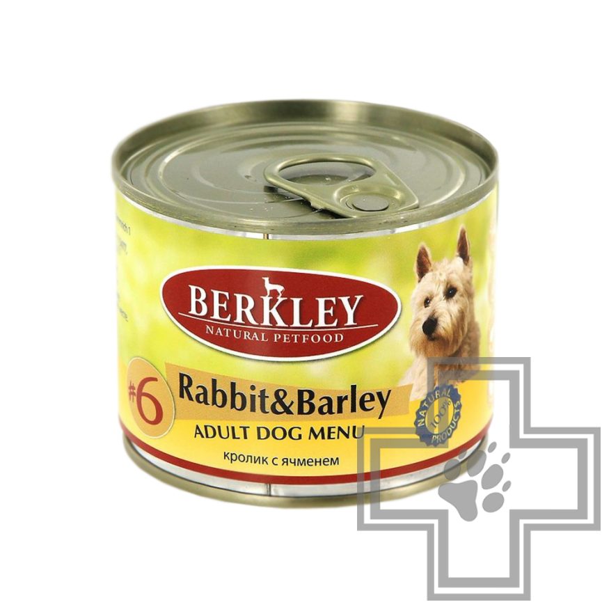 Berkley Консервы №6 для собак, кролик с ячменем