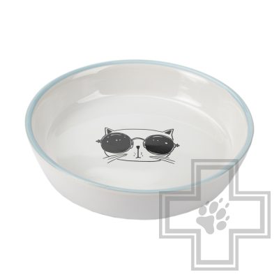 Beeztees Falko Миска для кошек керамическая, бело-голубая