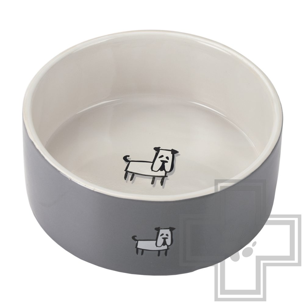 Beeztees LOU Миска для собак керамическая, серая