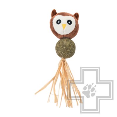 Beeztees Игрушка для кошек Сова с ароматом кошачьей мяты, коричневая