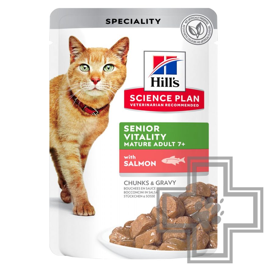 Hills SP Senior Vitality Пресервы для пожилых кошек старше 7 лет, с лососем