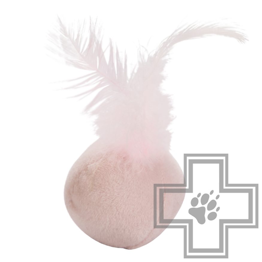 Beeztees Мяч плюшевый с пером для котят RIZO розовый