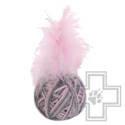 Beeztees Мяч шерстяной с пером для кошек MING