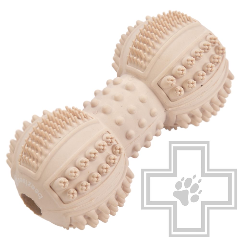 Beeztees Игрушка для зубов Гантель резиновая розовая