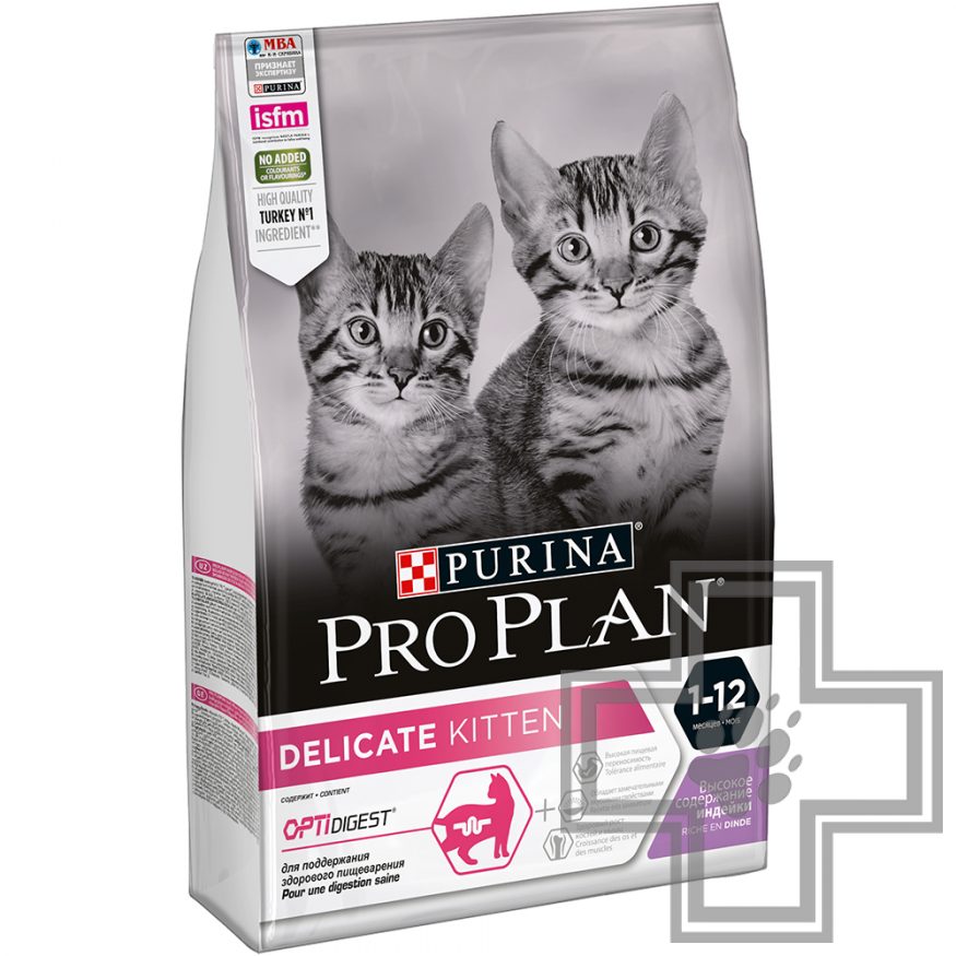 Pro Plan Delicate Kitten Optidigest Корм для котят с чувствительным пищеварением, с индейкой