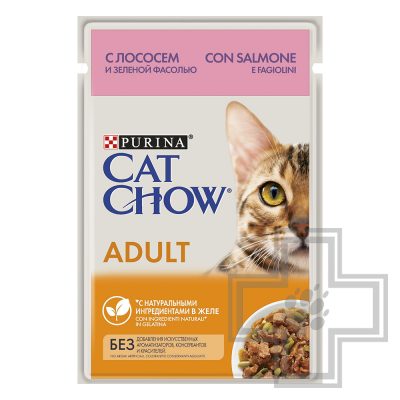 Cat Chow Adult Пресервы для взрослых кошек, лосось и зеленая фасоль в желе