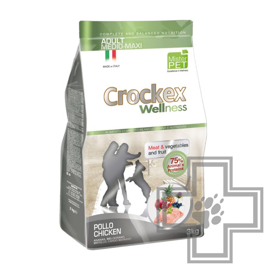 Crockex Wellness Medio Maxi Adult Корм для взрослых собак средних и крупных пород, с курицей и рисом