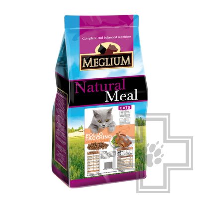 Meglium Natural Meal Корм для взрослых кошек, с курицей и индейкой