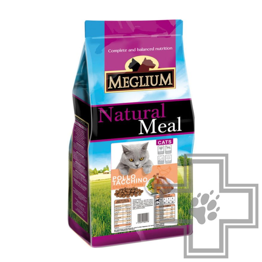 Meglium Natural Meal Корм для взрослых кошек, с курицей и индейкой