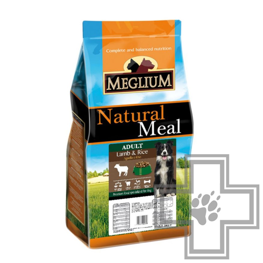 Meglium Natural Meal Корм для взрослых собак всех пород с чувствительным пищеварением, с ягненком